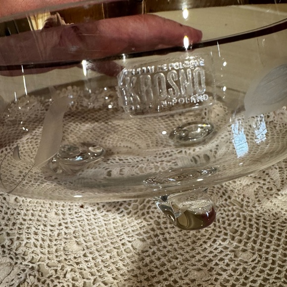 Vintage Krosno Polish Etched Footed Crystal Bowl - Picture 2 of 5
